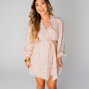 NWT buddy love pink sequin dress medium